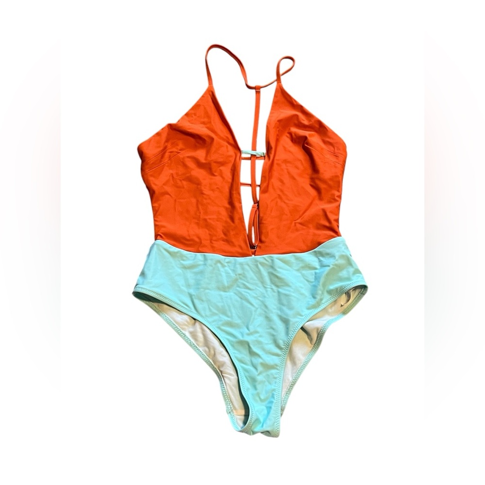 PELSO Luxury Hungarian High Cut Plunge One Piece Swimsuit Large